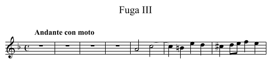 Fuga III - staff notation