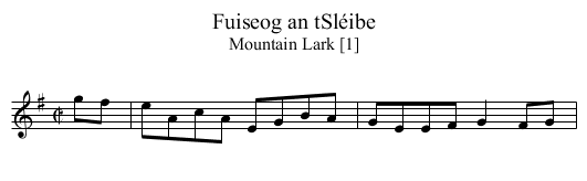 Fuiseog an tSléibe - staff notation