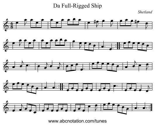 Full-Rigged Ship, Da - staff notation