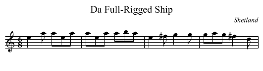 Full-Rigged Ship, Da - staff notation