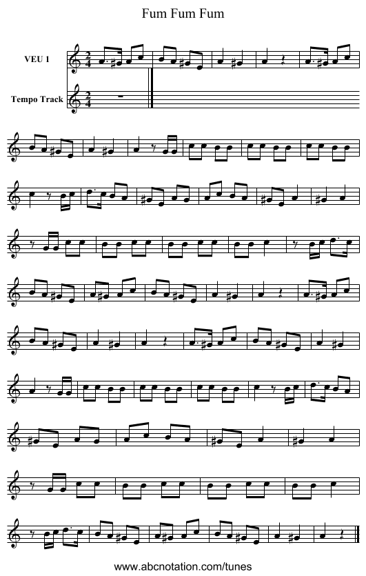 Fum Fum Fum - staff notation