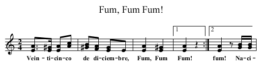 Fum, Fum Fum! - staff notation
