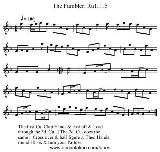 Fumbler. Ru1.115, The - staff notation