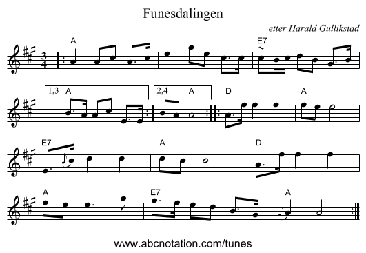 Funesdalingen - staff notation
