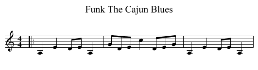 Funk The Cajun Blues - staff notation