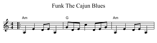 Funk The Cajun Blues - staff notation