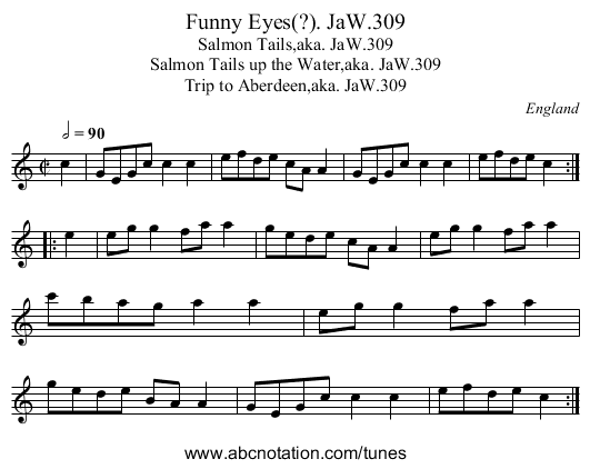 Funny Eyes(?). JaW.309 - staff notation
