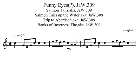 Funny Eyes(?). JaW.309 - staff notation