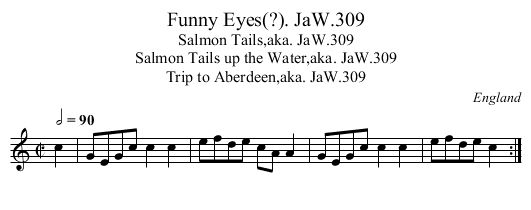 Funny Eyes(?). JaW.309 - staff notation