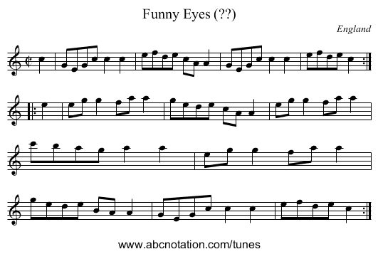 Funny Eyes (??) - staff notation