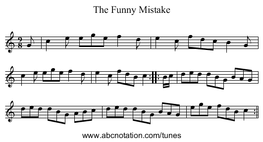 Funny Mistake, The - staff notation