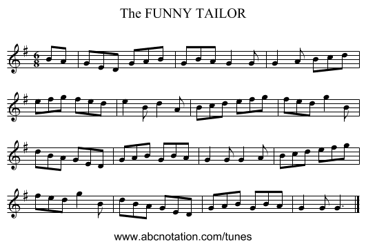 FUNNY TAILOR, The - staff notation