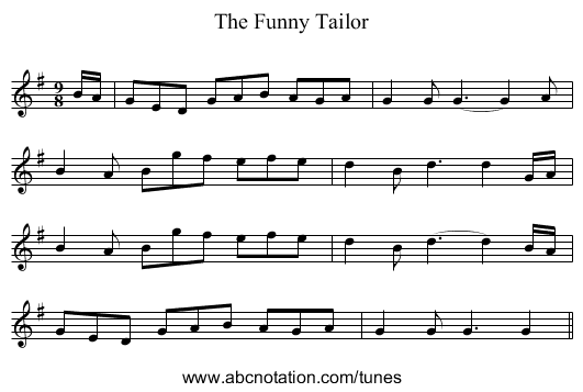 Funny Tailor, The - staff notation