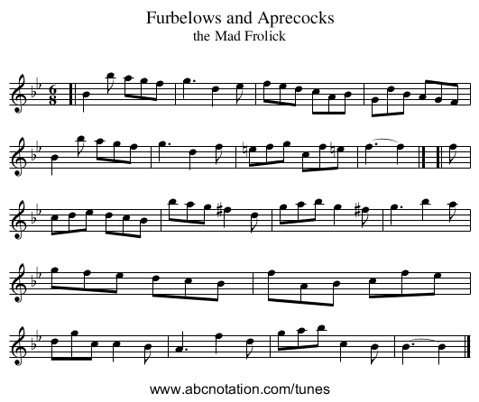 Furbelows and Aprecocks - staff notation