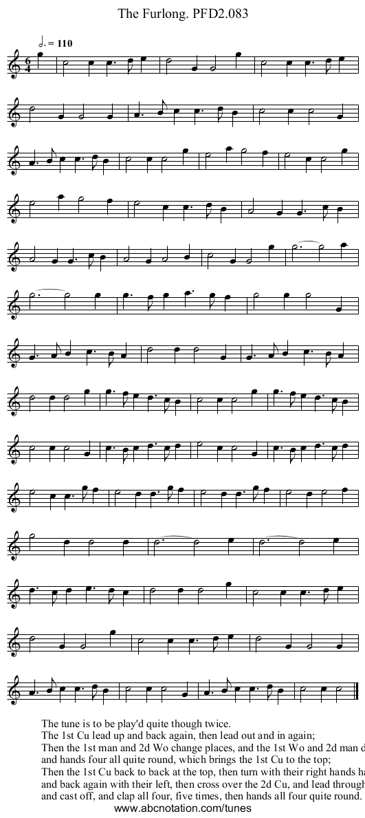 Furlong. PFD2.083, The - staff notation