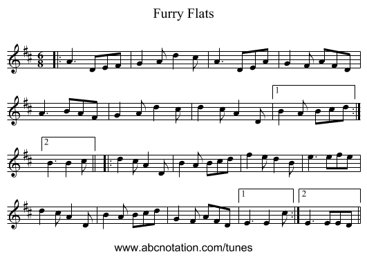 Furry Flats - staff notation