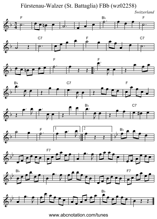 Fürstenau-Walzer (St. Battaglia) FBb (wz02258) - staff notation