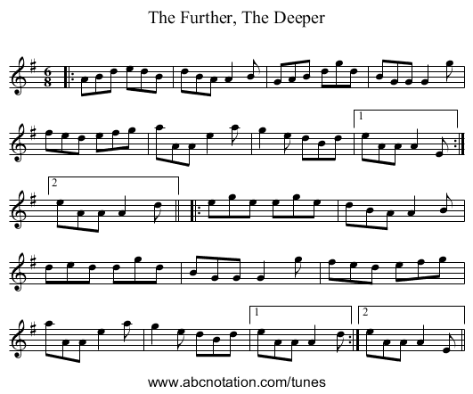 Further, The Deeper, The - staff notation