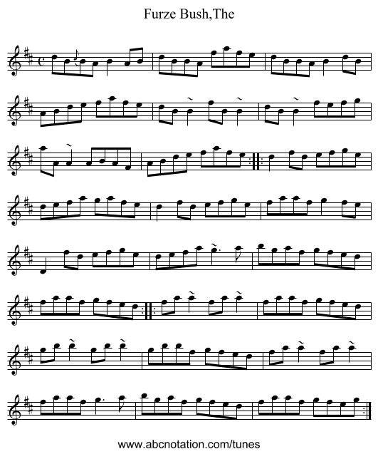 Furze Bush,The - staff notation