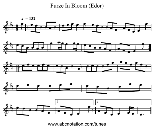 Furze In Bloom (Edor) - staff notation
