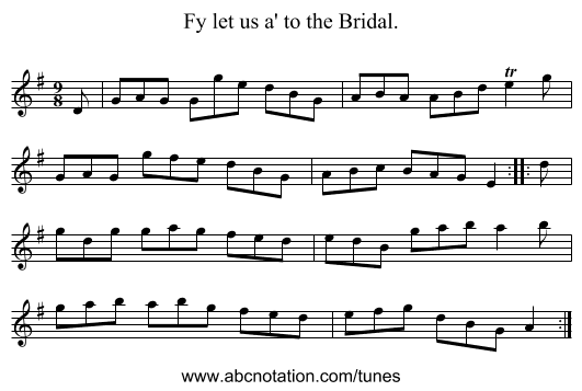 Fy let us a' to the Bridal. - staff notation