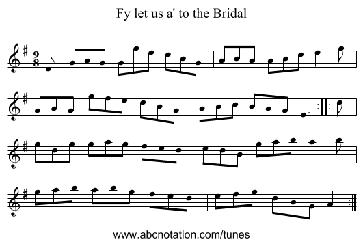 Fy let us a' to the Bridal - staff notation