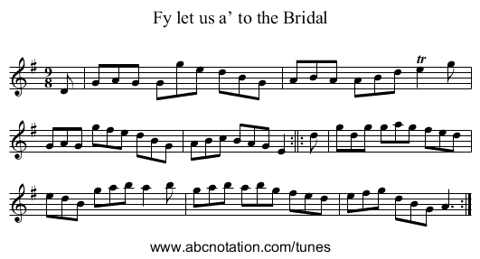 Fy let us a’ to the Bridal - staff notation