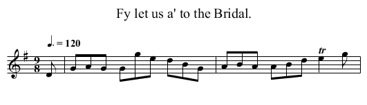 Fy let us a' to the Bridal. - staff notation