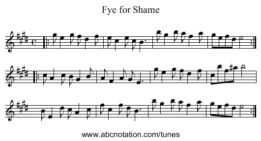 Fye for Shame - staff notation