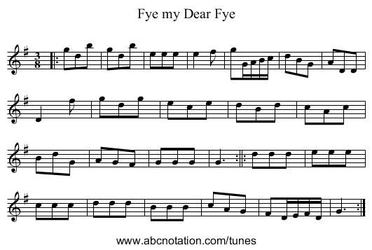 Fye my Dear Fye - staff notation