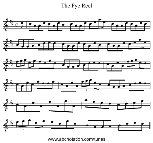 Fye Reel, The - staff notation