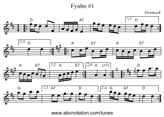 Fynbo #1 - staff notation