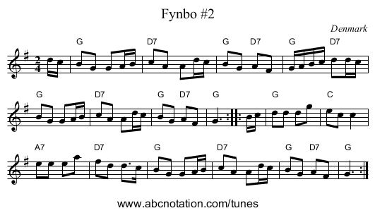 Fynbo #2 - staff notation