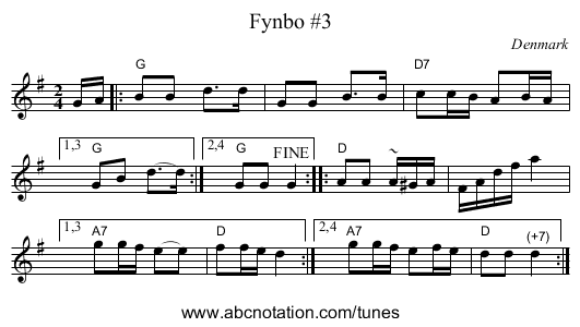 Fynbo #3 - staff notation