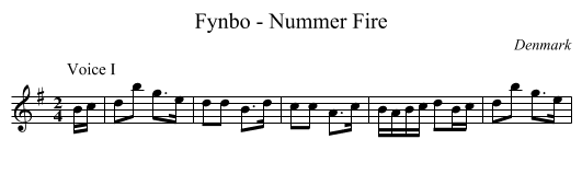 Fynbo - Nummer Fire - staff notation
