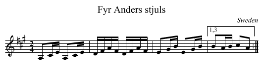Fyr Anders stjuls - staff notation