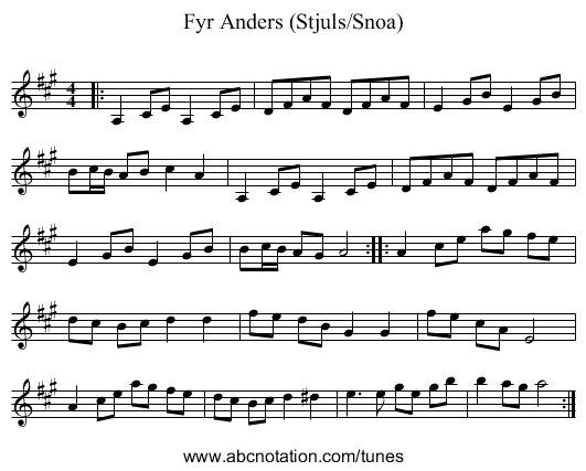 Fyr Anders (Stjuls/Snoa) - staff notation