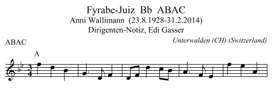 Fyrabe-Juiz  Bb  ABAC - staff notation