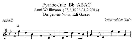 Fyrabe-Juiz  Bb  ABAC - staff notation