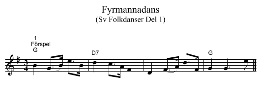 Fyrmannadans - staff notation