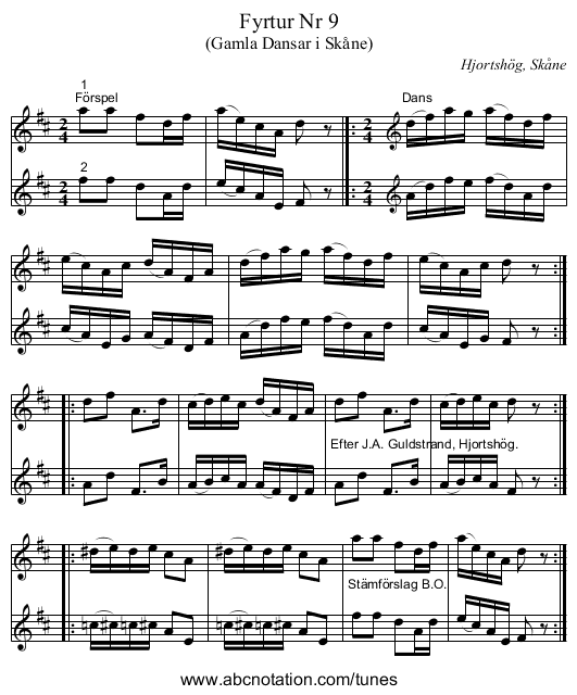 Fyrtur Nr 9 - staff notation