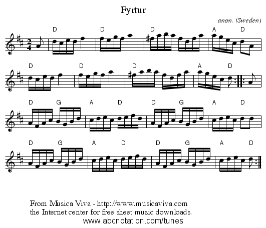 Fyrtur - staff notation