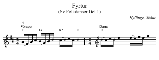 Fyrtur - staff notation