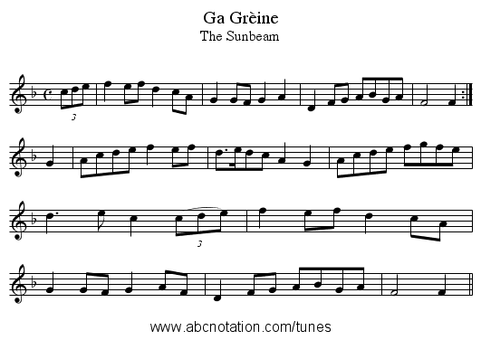 Ga Gr&egrave;ine - staff notation
