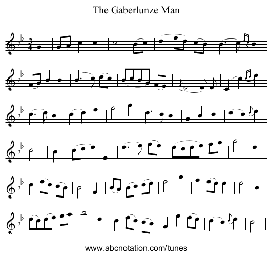 Gaberlunze Man, The - staff notation