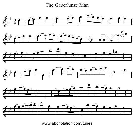 Gaberlunze Man, The - staff notation