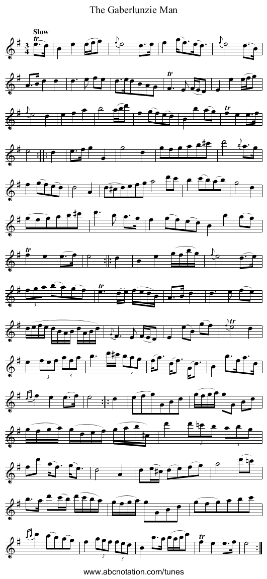 Gaberlunzie Man, The - staff notation