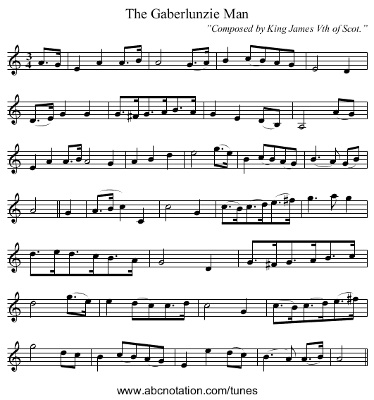 Gaberlunzie Man, The - staff notation