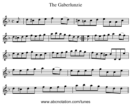 Gaberlunzie, The - staff notation