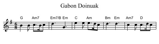 Gabon Doinuak - staff notation